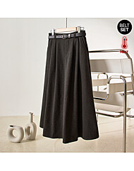 [벨트SET]도톰 기모 투핀턱 스커트_M2512SK095D