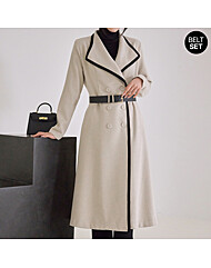 [벨트SET]배색 라이닝 숄카라 코트_M2512CT012D