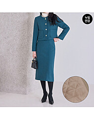 [55-77]모직 트위드 누빔자켓 스커트 셋업_M2512SE079D