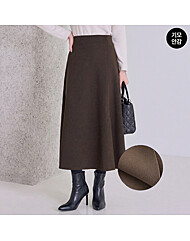 기모 굿텐션 사이드절개 플레어 스커트(기모안감)_M2512SK099D