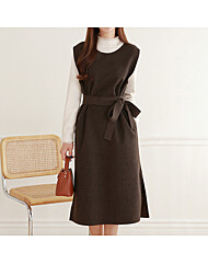 베이직 울 라운드 벨티드 원피스_M2512OP100D