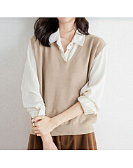 베이직 루즈핏 언발 니트 조끼_M2308KV007C