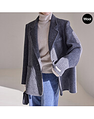 울100 헤링본 핸드메이드 하프 코트_M2512CT017D