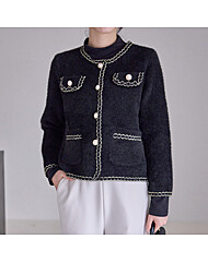 라운드 체인 배색 퍼 니트자켓_M2512JK064D