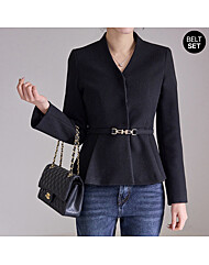 [55-77]벨트SET 노카라 페플럼 모직 자켓_M2512JK065D