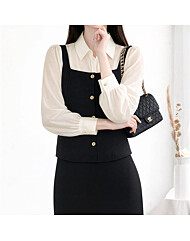 배색 레이어드 쉬폰 블라우스_M2602BL022A