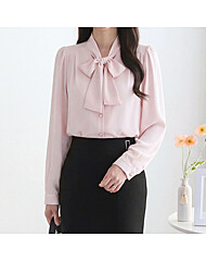 브이넥 핀턱 타이 블라우스_M2602BL024A