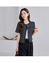 트위드 배색 테이핑 반팔 자켓_M2604JK035B