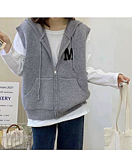 영문 후드 집업 니트 베스트_O2509KV026C