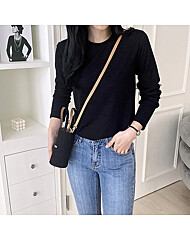 스판 라운드 슬림 긴팔 티셔츠_O2509TS163C