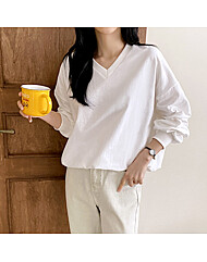 베이직 브이넥 맨투맨 티셔츠_O2509TS164C