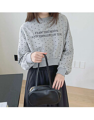 도트 레터링 크롭 맨투맨_O2510TS185C