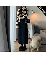 [SET]줄배색 니트 원피스 2종 세트_O2511SE607D