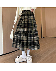 캉캉 체크 밴딩 롱스커트_O2411SK063D