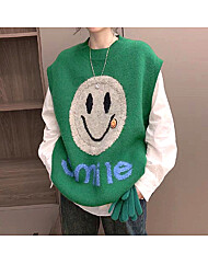 루즈핏 스마일 니트 조끼_O2410KV034D