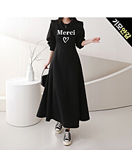 퍼프 소매 기모 원피스_O2412OP117D