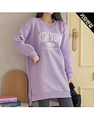 뉴욕 옆트임 기모 롱 티셔츠_O2412TS298D