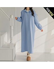 오버핏 기모 반집업 원피스_O2512OP056D