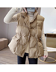 스트링 포인트 하이넥 포켓 패딩 조끼_O2512PV602D