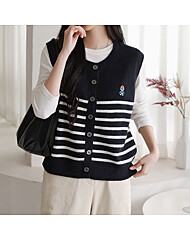 라운드 자수 단가라니트조끼_O2512KV036D