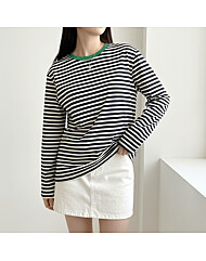 라운드넥 배색 줄배색 티셔츠_O2602TS030A