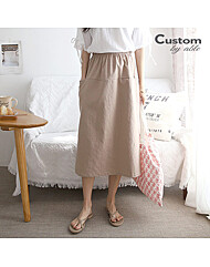 심플 포켓 린넨 밴딩 스커트_C2303SK026B