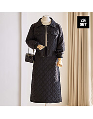 다이아 누빔 자켓 밴딩 스커트 2종 세트_T2511SE043D