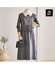 자수 조끼 니트 원피스 2종세트_T2511SE046D