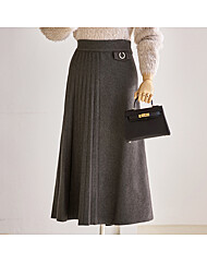 언발 주름 플레어 니트 스커트_T2511SK075D