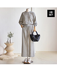 기모 자수 맨투맨 밴딩팬츠 2종세트_T2512SE047D