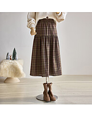 초코체크 밴딩 캉캉 스커트_T2512SK078D