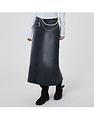 페이드 워싱 데님 롱 스커트_P2503SK005A