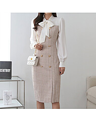 [55-66]트위드배색 타이포인트 더블버튼 원피스_PM2508OP039C