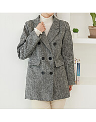 헤링본 체크 하프 코트_PM2508CT601D