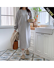 트임 오버핏 기모 롱원피스_PM2511OP070D