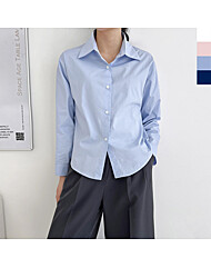 블레오 여성 봄 가을 기본 무지 데일리 긴팔 남방 셔츠