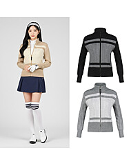 보스케 여성 겨울 골프웨어 골프 배색 방풍 니트 집업 자켓 LB251222