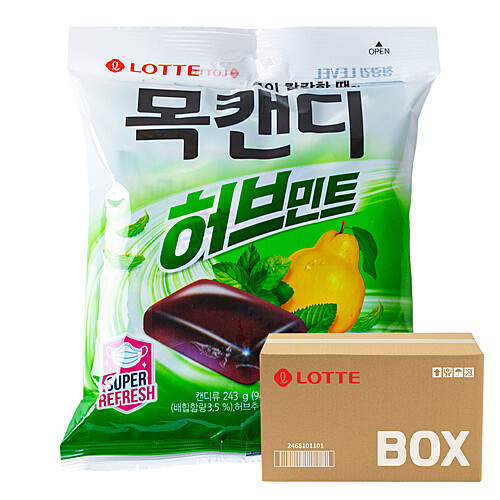 [마리오몰][치바리아] 롯데 목캔디 허브봉 217g 6입