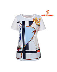 [올포유] 여성 프린트 반팔 티셔츠 AWTRH6158-100_G