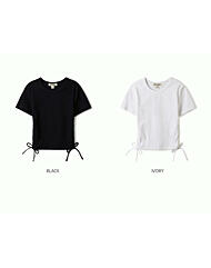 여성 크롭 셔링 반팔 티셔츠 / Ribbed Shirring T-Shirt (WHRAE2526F)