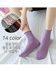 여성 4계절 롤링 중목양말 5켤레