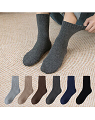 남성용 도톰한 겨울용 방한 파일 중목 양말 6켤레