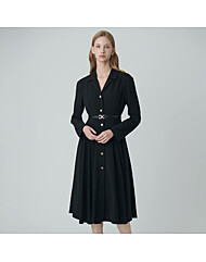 밑단 핀턱 A 라인 롱 원피스S243m654