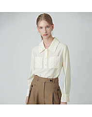 레이스 배색 포인트 블라우스S243m258