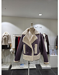 부클 배색 양모 무스탕S254k166