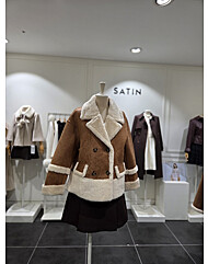 양모 브라운 퍼 배색 무스탕S254k165