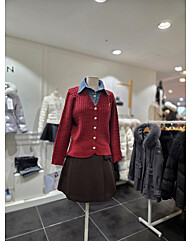 샤틴 데님 배색 니트 가디건S254k948