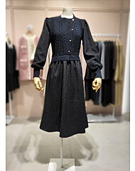 버튼 니트 배색 원피스S244k989