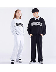 주니어 GRIZZLY 핸들자수 오버핏 맨투맨 트레이닝 세트 JTS-J14445