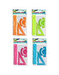 [블루마토] 삼각자외 자3종혼합세트1 (regle flexible)/ 15*28(cm) /OPP포장/4컬러(주황/초록/분홍/파랑)랜